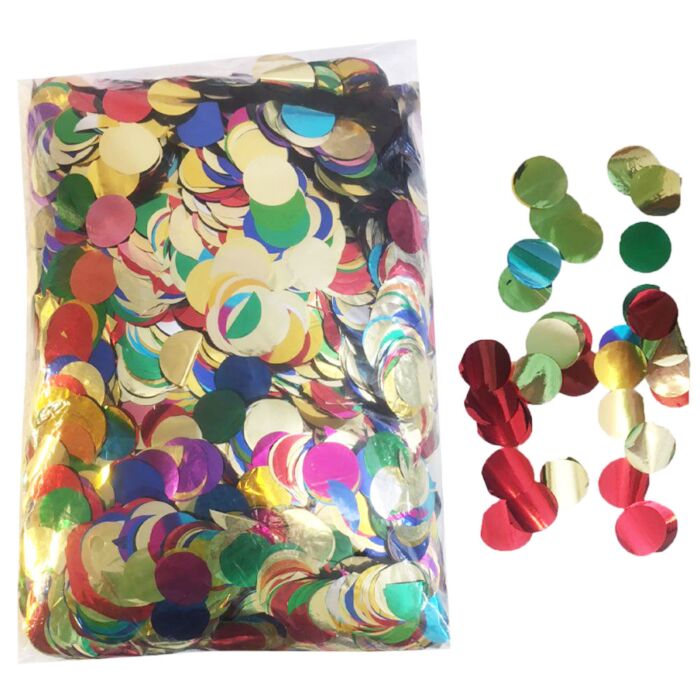 Round shape confetti foil 2,5 cm multicolor 1 kg pack