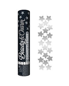 Confetti cannon silver star - 30 cm (1 pc)